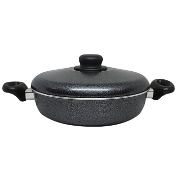 Сковорода высокая антипригарная 2 ручки с крышкой 24см Blackstone