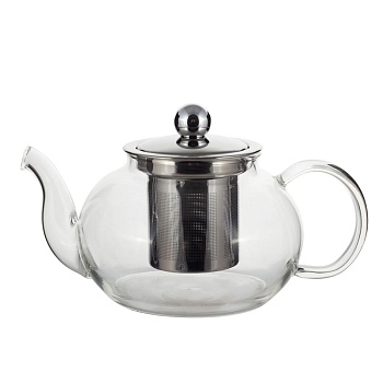 Чайник стекло круглый, 0,8л. ситечко
