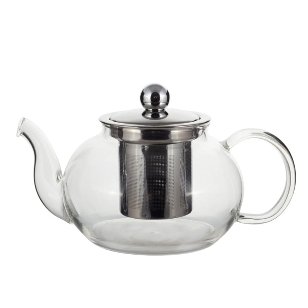Чайник стекло круглый, 0,8л. ситечко