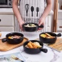 Кокот с ручкой керамический 15*5,4см, черный 