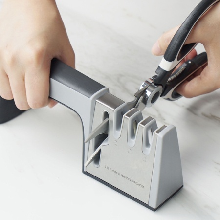 Точилка 21см. серая 4 функции-ножниц