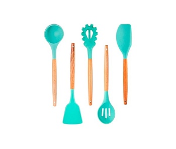 Набор кухонных  принадля 5 предметов тифани силикон дерево