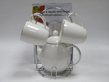 Набор чайный 5 предметов кружки+чайник 210мл. Queen Platinum