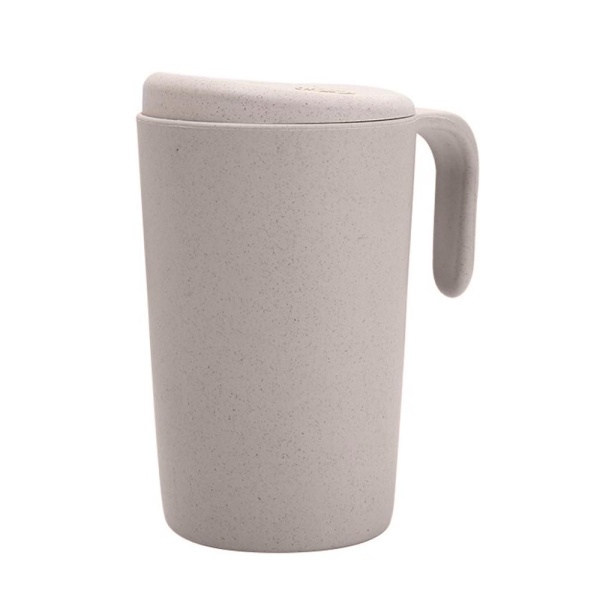 Кружка с крышкой 350 мл., пшеничная солома