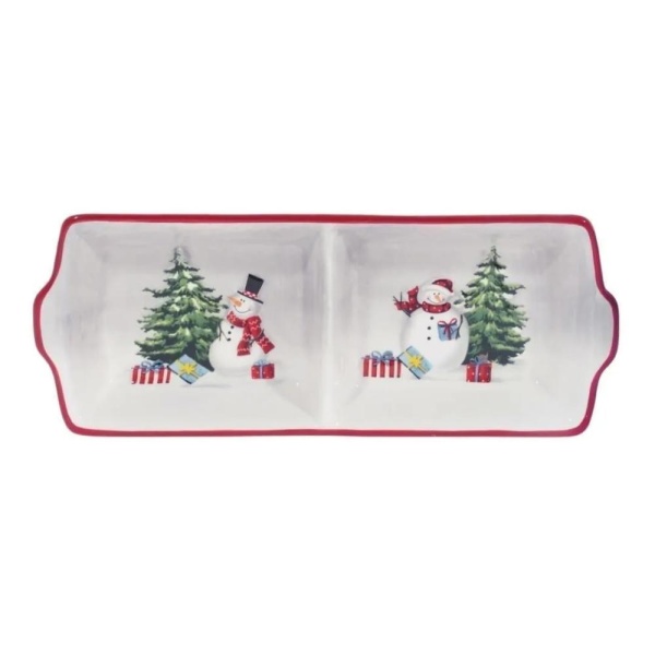 Менаж прямоугольный 27,5*10,8*4 см Снеговики с елкой