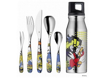 Набор детский столовые приборы  с бутылкой, 6 предметов Donald Duck Набор детский столовые приборы  с бутылкой, 6 предметов Donald Duck