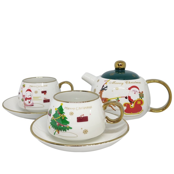 Набор чайный 5 предметов 420 мл, 160 мл белый Дед мороз