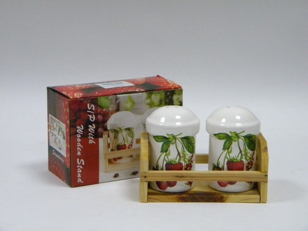Набор для специй 2 предмета деревянная подставка, Strawberry