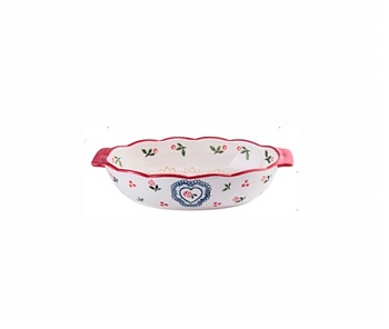 Лоток керамический, овальный 22*15*5,5см. Деревенский сад