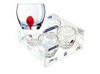 Стакан 310мл. 4шт O-F Drip Red