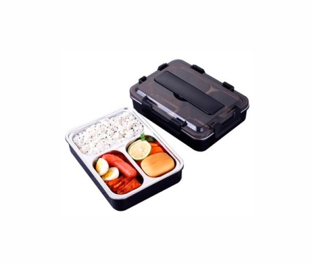 Ланч-бокс пластик, 25*18*6см. 3 отд сталь