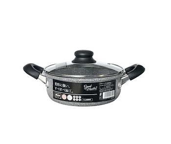 Кастрюля алюминий, мрамор 1,5л. стекл крышка 20*8см. Nitori