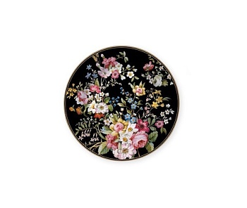 Тарелка 19см. черная Цветочный карнавал