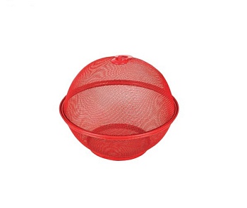 Фруктовница с крышкой, красная 27см.