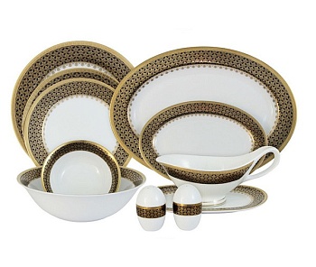 Сервиз столовый 27 предметов 6 персон Черное Золото