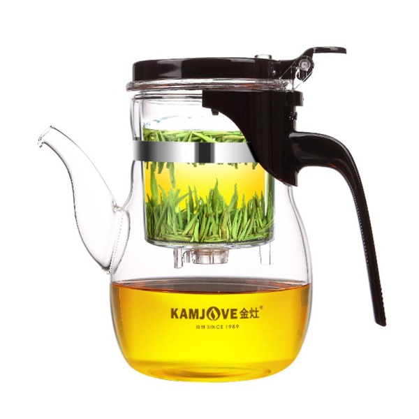 Чайник высокий с клапаном 0.6л стекло