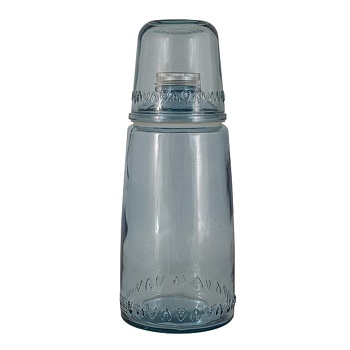 Бутылка для воды 1л со стаканом 0,22л, голубая Natural Water