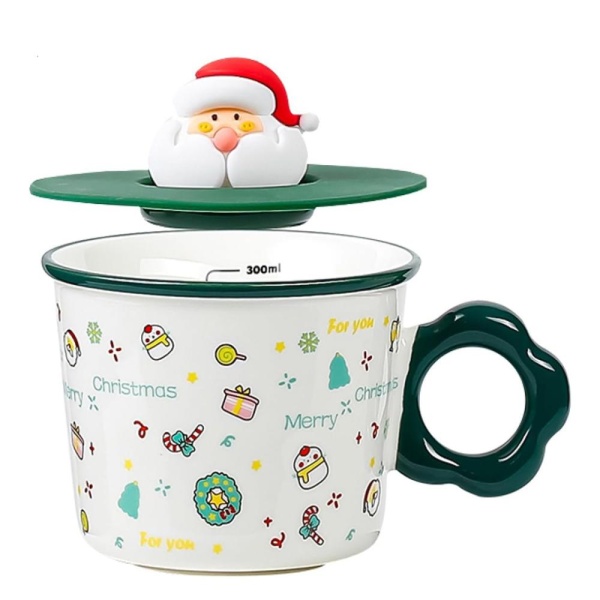Кружка с крышкой 350 мл 10*8,3см Дед мороз