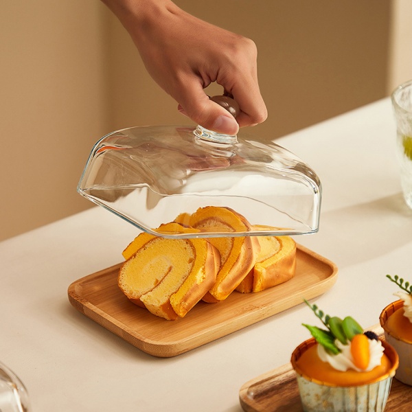 Масленка 17,8*11,8*5см стекло, дерево