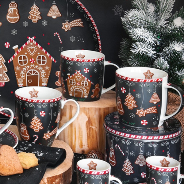 Кружка 3 предмета 0,3л. +ложка+подставка Имбирный пряник