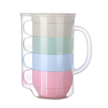 Набор 5 предметов кувшин 1,6 л + чашки пшеничная солома