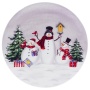 Тарелка 25 см керамическая Снеговики с елкой