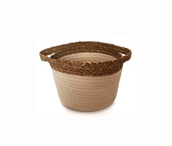 Корзина плетен круглая, ткань 23*16см. белая