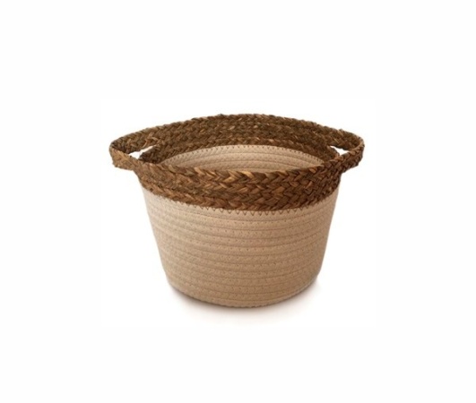 Корзина плетен круглая, ткань 23*16см. белая