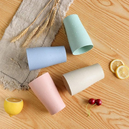 Стакан 4 штуки 400мл, пшеничная солома