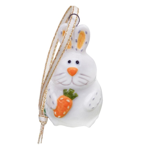 Елочная игрушка 3,2*3,2*5,3см. Кролик с морковкой