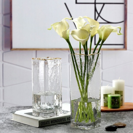 Ваза 30*10см квадратная золото