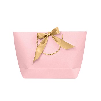 Пакет бумажный 21*15*7 см. горизонтальный розовый Бант