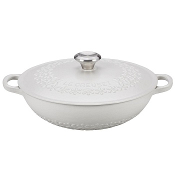 Вок 28см 3л с крышкой узор белый