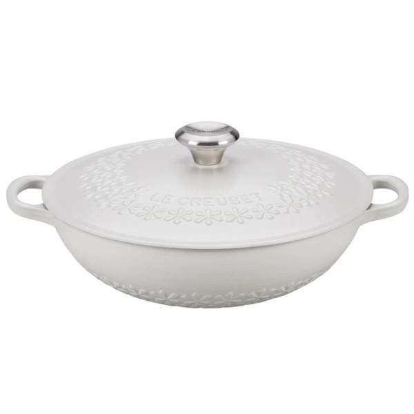 Вок 28см 3л с крышкой узор белый