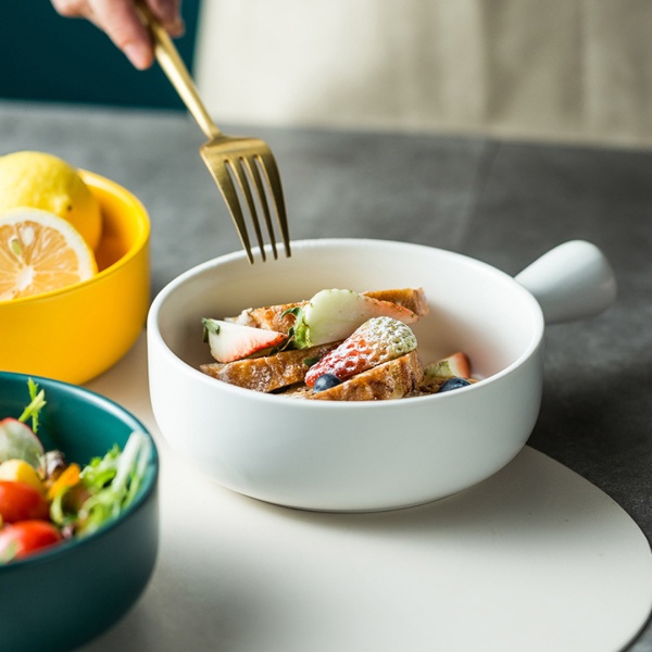 Кокот с ручкой керамический, 15*5,4см. белый