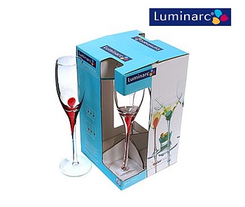 Рюмка для шампанского 220мл. 4шт Drip Red