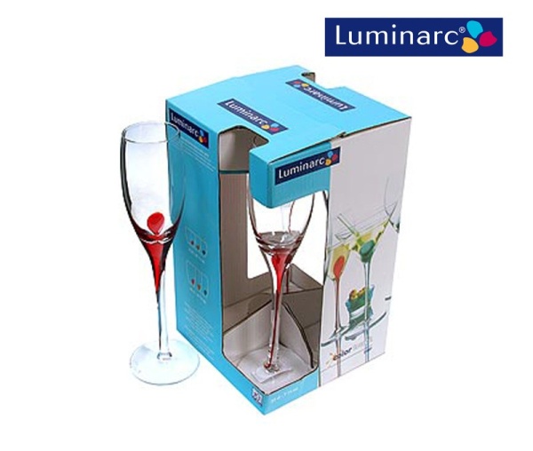 Рюмка для шампанского 220мл. 4шт Drip Red