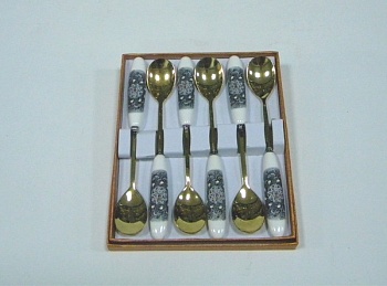 Набор чайных ложек 6шт Павлин серый