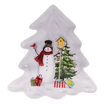 Менаж елка 23,2*26,5 см Снеговики с елкой