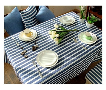 Скатерть 145*220см. Полоска синяя