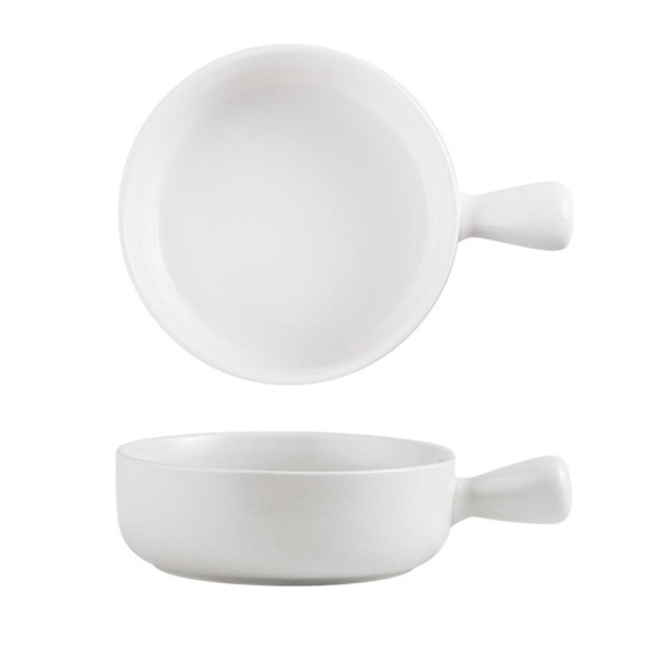 Кокот с ручкой керамический, 15*5,4см. белый