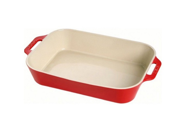 Лоток прямоугольный керамический, 34*24см вишневый