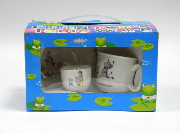 Набор детский  3 предмета с подставкой для яйца Бурёнка