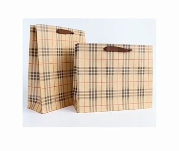 Пакет бумажный 40*40*15см. коричневая Клетка