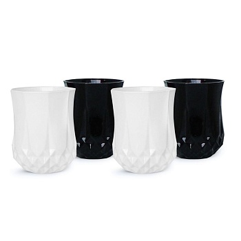 Стакан 320мл. 4шт O-F Longchamp Black White