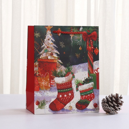 Пакет 23*18*10см, ручка тесьма в ассортименте Новогодний