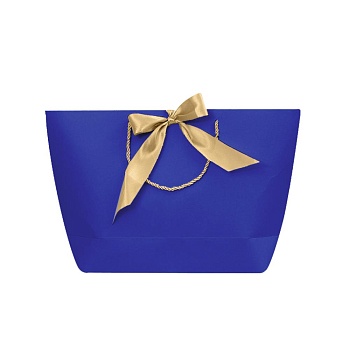 Пакет бумажный 42*27*12см горизонтальный, синий Бант