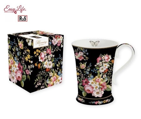 Кружка 270мл. черная Цветочный карнавал
