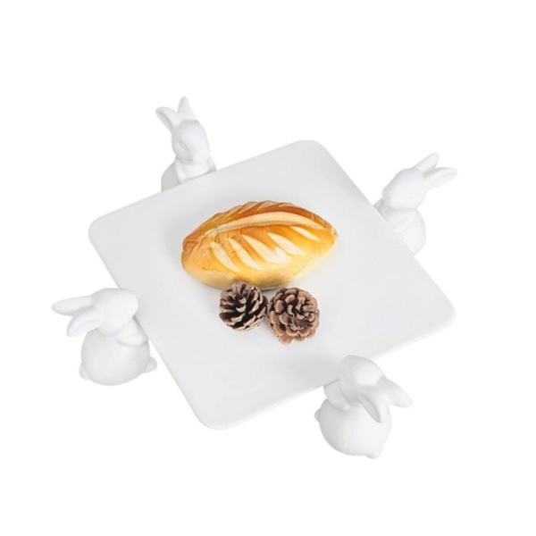 Тортница квадратная 26см. 4 ноги Зайцы