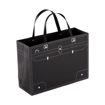 Пакет 28*20*10см, ручки тесьма, черный